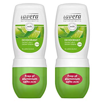 lavera Natural Roll-on Lime Deodorant (Pack of 2): Aluminum-Free Odor Protection & Wetness Relief with Organic and Vegan Lime & Verbena – all Day Fresh – 1.6 Oz
