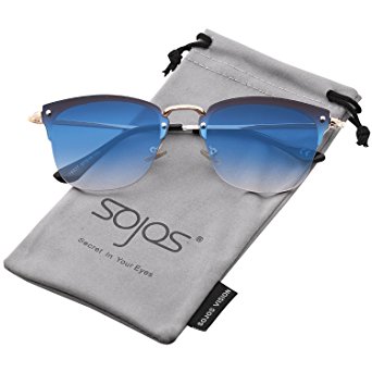 SojoS Rimless Mirrored Unisex Sunglasses Flat Lens Retro Carved Bridge SJ1071