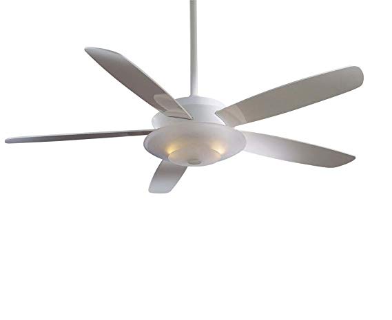 Minka-Aire F598-WH Downrod Mount, 5 White Blades Ceiling fan with 82 watts light, White