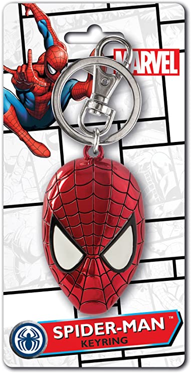 Marvel Spider-Man Colored Head Pewter Key Ring Multi-colored, 1"