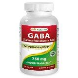 GABA 750 mg 180 VCAP by Best Naturals - Natural Calming Effect - Manufactured in a USA Based GMP Certified and FDA Inspected Facility and Third Party Tested for Purity Guaranteed 180 Vcaps