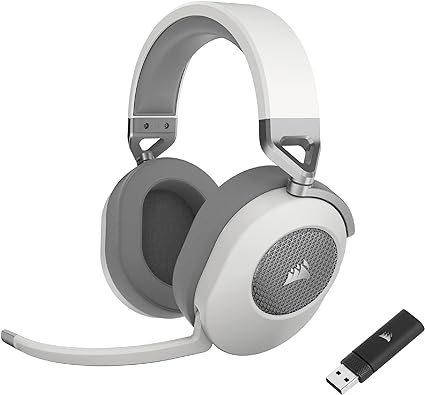 CORSAIR HS65 WIRELESS Multiplatform Gaming Headset with Bluetooth - Dolby Audio 7.1 - Omni-Directional Microphone - iCUE Compatible - PC, Mac, PS5, PS4, Mobile - White