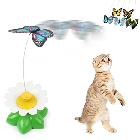 Cat Toys Electric Rotating Butterfly Steel Wire Cat Teaser Toy(Without Battery)