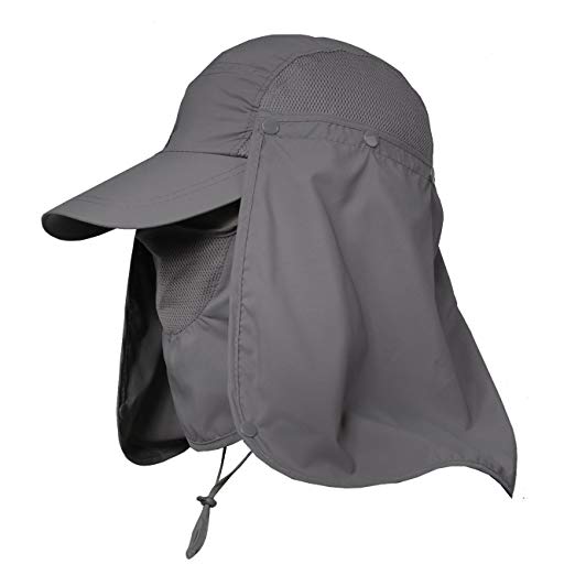 Jormatt Women & Men Outdoor Sun Hat UV Protection Fishing Hiking Caps with Face Neck Flap Cover UPF 50