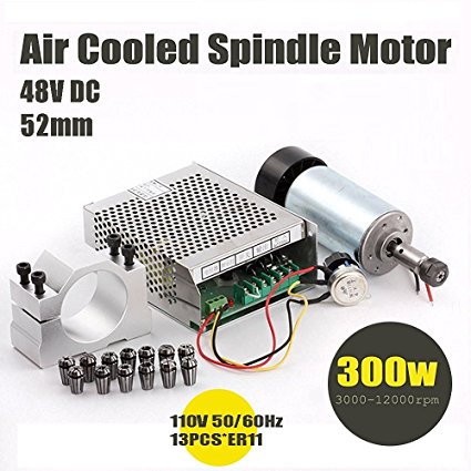 Konmison 1Set DIY Mini CNC 300w DC Spindle Motor   52MM Clamp   110V Power Converter   13 PCS ER11 Collect