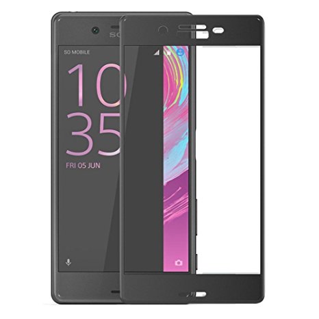 [Full Coverage] SUPTMAX Sony Xperia X Performance Screen Protector, X Performance Glass Screen Protector Scratch-resistant 9H 0.26mm Tempered Glass Screen Protector (Black)