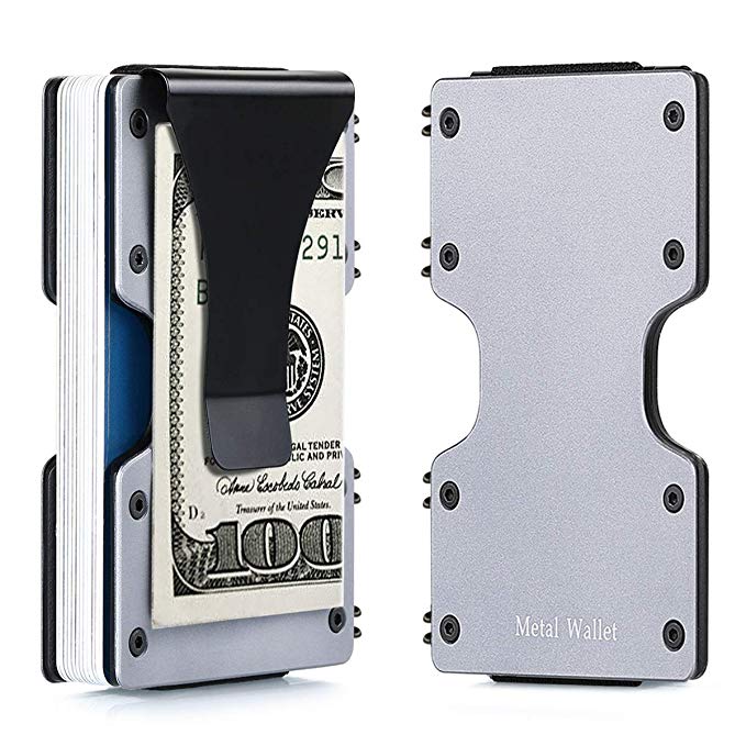 Slim Metal Wallet,Minimalist Money Clip Wallet RFID Blocking Front Pocket Aluminum Wallets for Men