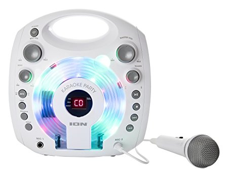 ION Audio Karaoke Party Kids Portable CD-G Karaoke Machine with Microphone, White