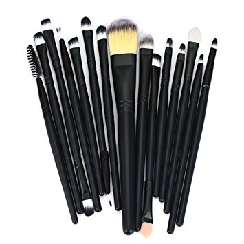 KissU 15pcs Makeup Brush Set tools Make-up Toiletry Kit Wool Make Up Brush Set (Black)