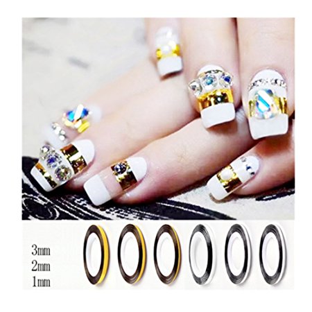 Born Pretty Gold&Silver Nail Art Striping Tape Nail Art Line Tape 1mm/2mm/3mm (6 in total)