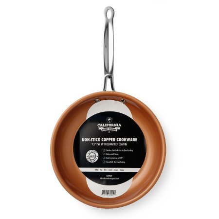 California Home Goods 9.5" Non-Stick CermiTech Frying Pan, Oven Safe, Dishwasher Safe, Scratch Proof, 9.5 Inches, Ceramic Titanium Blend, Copper Colored, Comparable to Gotham Steel