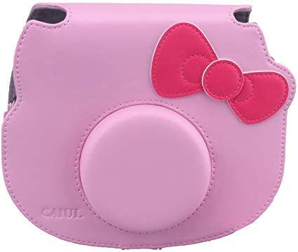 CAIUL Compatible Instant Film Camera Case Bag with Soft PU Leather Material for Fujifilm Instax Hello Kitty Camera [Ever Ready Design] (Pink)