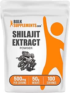 BulkSupplements.com Shilajit Extract Powder - Fulvic Acid Supplement, Shilajit Supplement - Gluten Free, 500mg per Serving of Shilajit Powder, 50g (1.8 oz) (Pack of 1)