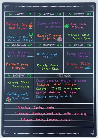 Extra Large Weekly Black Fluorescent Magnetic Dry Erase Calendar 12" X 17" - Full Magnetic Backing (12" x 17" Weekly Fluorescent Magnetic Calendar)