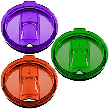 30 oz Tumbler Lids Set of 3 Fit for YETI Rambler, Ozark Trail, Rtic and More, maxin Spill Proof and Splash Resistant Lids Covers (Purple Green Orange)