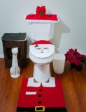 Santa Toilet Seat Cover and Rug Set Red