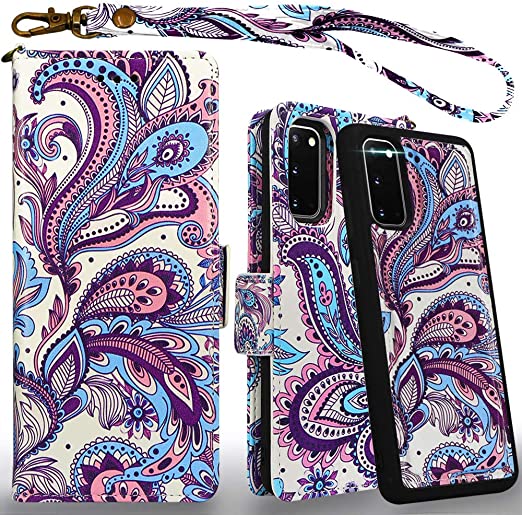 MEFON Galaxy S20 Detachable Wallet Case, Wireless Charging Compatible, Durable Slim, 2 in 1 Magnetic Detachable Flip Cover Leather Folio Phone Cases for Samsung Galaxy S20 5G 6.2" (Phoenix)