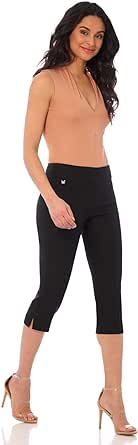 Rekucci Women's Straight Leg Comfort Capri w/Tummy Control and Secret Pocket