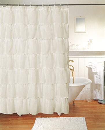 Gypsy Ruffled Shower Curtain Cream 70" width x 72" length