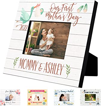 First Mother's Day Gifts, Personalized Our 1st Mother's Day Picture Frame with Names, Date | 6 Designs, 2 Sizes | 1st Mom Gift from Husband - New Mom Gifts - #4