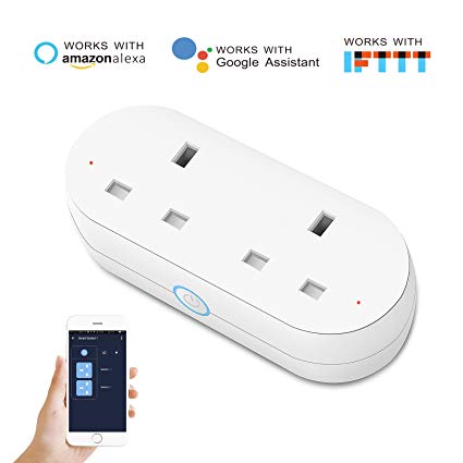 WiFi Smart Plug, JOMARTO Smart Dual Socket Compatible with Alexa, Google Home and IFTTT, Remote Control Your Device from Anywhere with Timer Function, No Hub Required