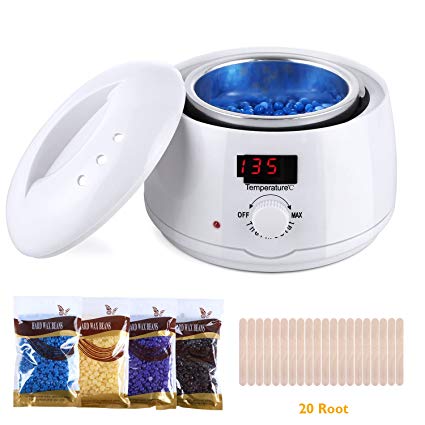 MVPOWER Wax Warmer Electric Wax Heater, Hair Removal Waxing Kit with 4 Different Flavors Hard Wax Beans and 20 Wax Applicator Sticks