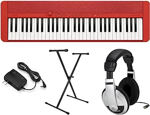 Casio CT-S1 Premium Keyboard Pack with Stand, AC Adapter and Headphones, Red