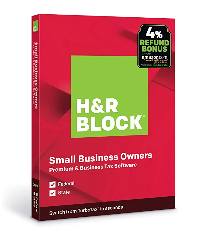 H&R Block Tax Software Premium & Business 2019 with 4% Refund Bonus Offer [Amazon Exclusive] [PC Disc]