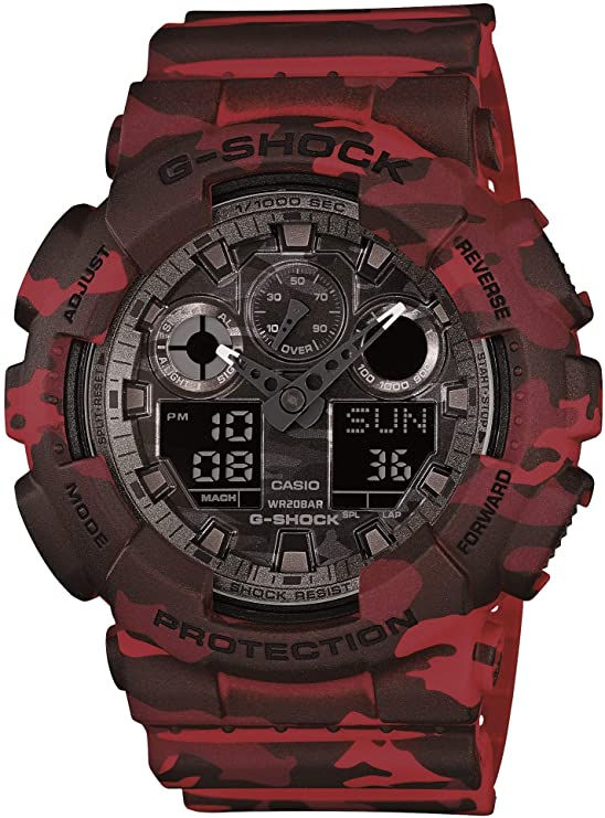 Casio Men's G-Shock XL Series Japanese Quartz Sport Watch Resistant Strap, Red, 29.4 (Model: GA-100CM-4A)