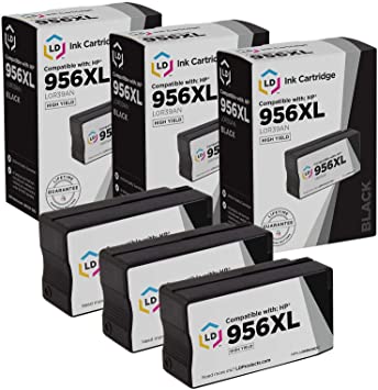 LD Compatible Ink Cartridge Replacement for HP 956XL L0R39AN High Yield (Black, 3-Pack)