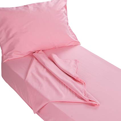 NTBAY 3-Piece Toddler Sheet Set, Microfiber Fitted Sheet, Flat Sheet and Envelope Pillowcase, Crib Sheets Set, Toddler Bed Set, Baby Bedding Sheet & Pillowcase Sets, Pink