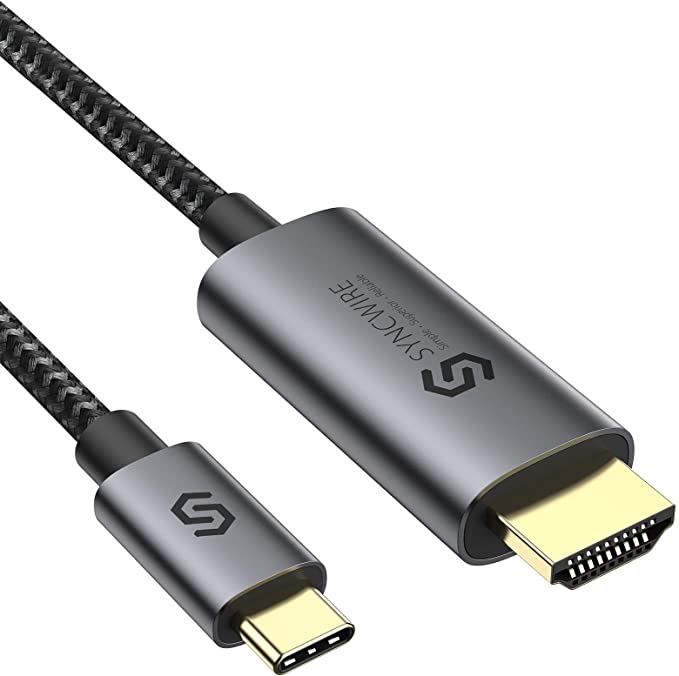Syncwire USB C to HDMI Cable 6ft [4K@60Hz] Gold-Plated Type C 3.1 HDMI Cable Thunderbolt 3 Nylon Braided Compatible with MacBook Pro/Air, iPad Pro 2020, Samsung Galaxy S20/S10, Dell XPS 13/15 and more