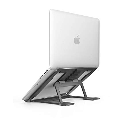 Aluminum Laptop Stand Adjustable, Compatible with Apple Mac MacBook Pro/Air 10 to 15.6 Inch Notebook, Ventilated Portable Ergonomic Desktop Holder Riser for Office Desk, Metal Black Soundance AS1