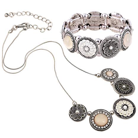 D EXCEED Womens Vintage Flower Bangle Bracelet Fashion Floral Stretch Bracelets for Ladies