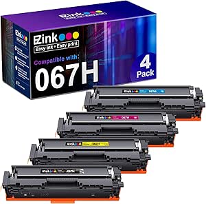 E-Z Ink Compatible 067 067h Toner Cartridge Set Replacement for Canon 067 Toner 067h BK/C/M/Y High Yield to use with Canon imageCLASS LBP632Cdw LBP633Cdw MF653Cdw MF656Cdw Printer (4 Pack)