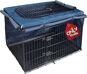 Explore Land Dog Crate Cover for 24 Inches Wire Cage, Heavy-Duty Lattice Pet Kennel Covers Compatible with 1 2 3 Doors Standard Metal Crate (Blue)