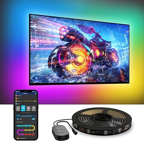 Govee TV LED Backlight, RGBIC TV Backlight for 55-75 inch TVs, Smart LED Lights for TV with Bluetooth and Wi-Fi Control, Works with Alexa & Google Assistant, Music Sync, 99  Scene Modes, Adapter