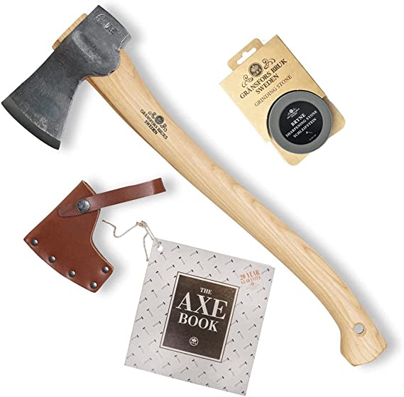 Gransfors Bruk Small Forest Axe (420) with Ceramic Grinding Sharpening Stone (4034) - Bundle (2 Items)