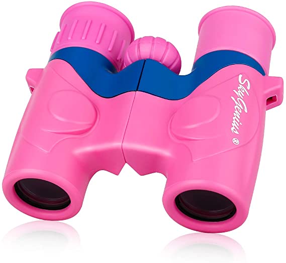 SkyGenius Kids Binoculars for 3-12 Years Old, Real Optics High Resolution Mini Kids Binoculars Girls, Small Binoculars for Travel Exploring Nature Outdoor, Presents for Kids - Pink