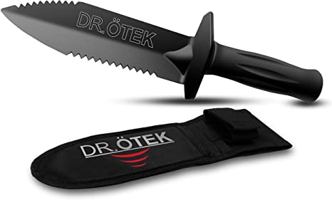 DR.ÖTEK Metal Detector Digger Tool, Sturdy Heavy Duty Double Serrated Edge Digger, Gardening Accessories with Sheath Belt Mount