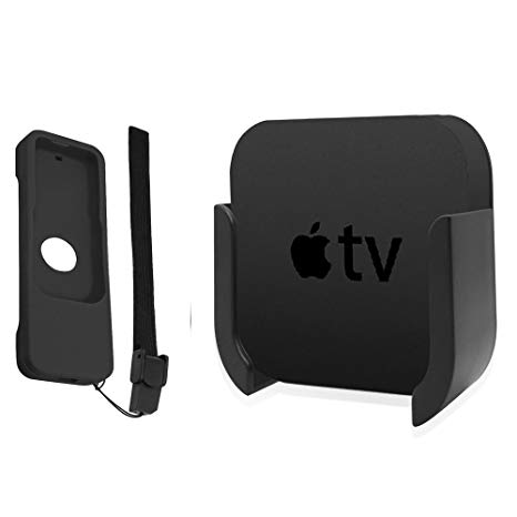 TV Mount for Apple TV 4th and 4K 5th Generation, Wall Mount Bracket Holder with BONUS REMOTE CASE for Apple TV 4th / 4K 5th Gen. ( Black )