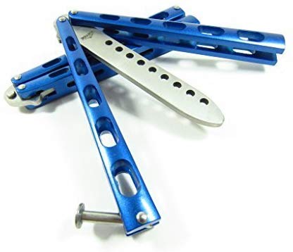 Icetek Sports 44477 Metal Practice Balisong Butterfly Knife Trainer, Blue