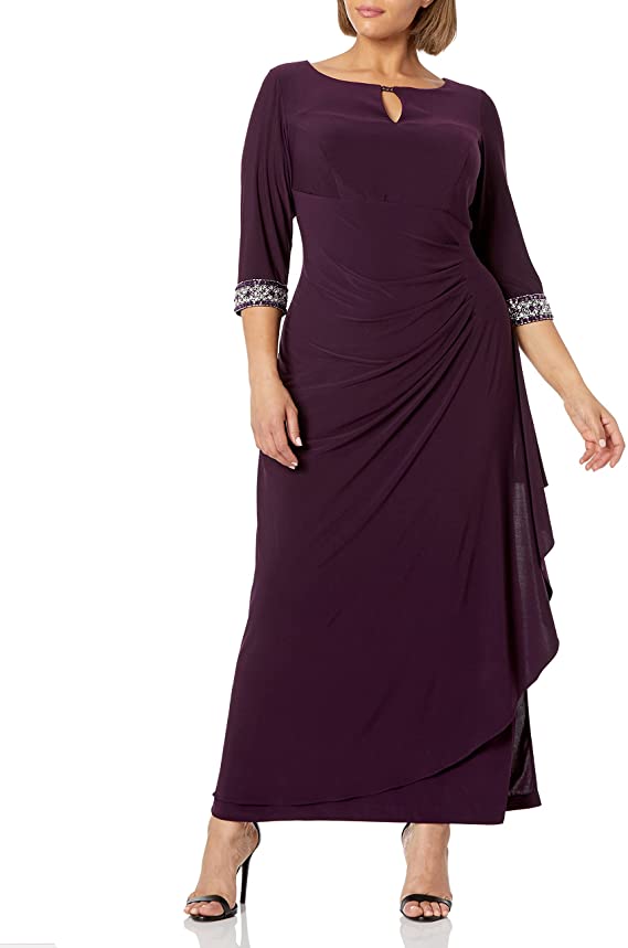 Alex Evenings Women's Plus Size Dress with Keyhole Cutout