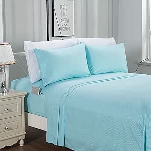 Elegant Comfort Delilah Polkadot 6-Piece Set, Fade & Wrinkle Resistant, 1500 Premium Hotel Quality Microfiber Deep Pocket Fitted Sheet Featuring Smart Pockets, Polkadot Sheet Set, Full, Aqua