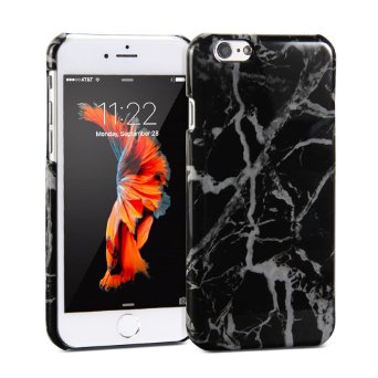 iPhone 6 Case, GMYLE Cover Case Print Crystal for iPhone 6 (4.7 inch Display) - Black Marble 2 Slim Fit Snap On Protective Hard Shell Back Case