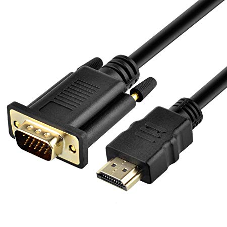 ZasLuke HDMI to VGA Cable Gold-Plated 1080P HDMI Male to VGA Male Adapter Cable for Computer, Desktop, Laptop, PC, Monitor, Projector, HDTV and More (6 Feet/1.8 Meters)