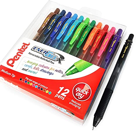 Pentel Energel X BL107 Retractable Gel Rollerball Pens - 0.7mm - 1 of Each Colour - Wallet of 12