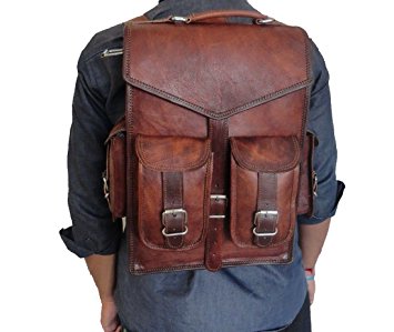 Handmade_World Brown Vintage Leather Backpack Laptop Messenger Bag Rucksack Sling for Men Women (12" x 16")
