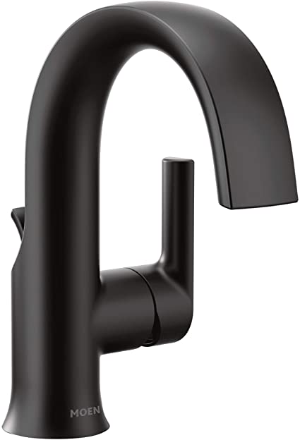 Moen S6910BL Doux One-Handle High Arc Laminar Stream Bathroom Faucet, Matte Black