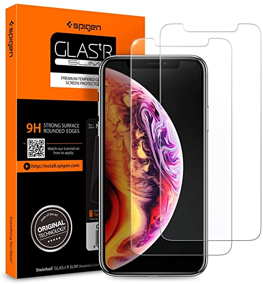 SPIGEN Glas.tR Slim Screen Protector Designed for Apple iPhone 11 (2019) / XR (2018) 9H Tempered Glass [2-Pack] - Clear